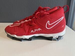 Nike Alpha Football Cleats Mens 8.5 Red Fastflex Molded Mid Top Shoes CV0582-616